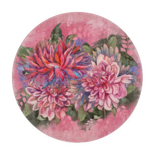 Dahlias Blume rosa Aquarelltafel Schneidebrett