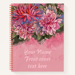 Dahlias Blume Rosa Wasserfarbe Notizbuch