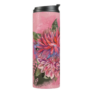 Dahlias Blume Rosa Wasserfarbe Thermosbecher