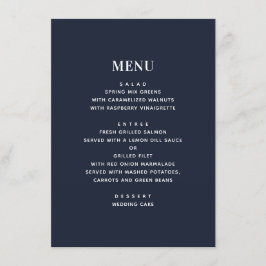 Dahlias. Hochzeit von Navy mit Blumen. Blauer Gart Menükarte