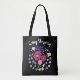 Dahlias mit Bluebells Tote Bag