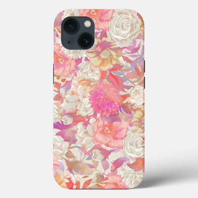 Dahlias- und Rose-Design Case-Mate iPhone Hülle (Rückseite)