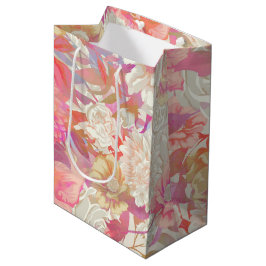 Dahlias- und Rose-Design Mittlere Geschenktüte