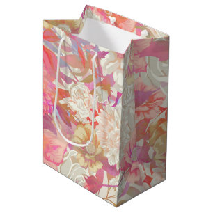 Dahlias- und Rose-Design Mittlere Geschenktüte