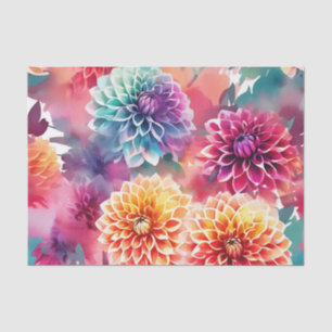 Dahlias Watercolor Floral Seidenpapier