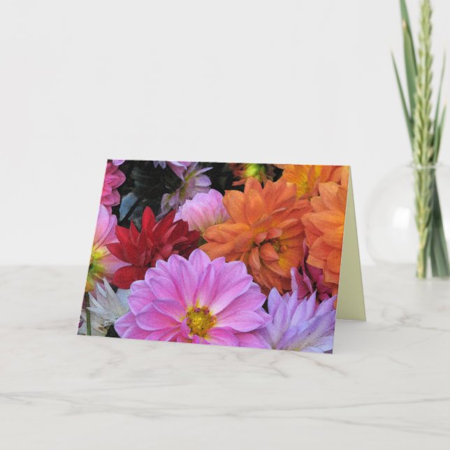 Dahlie-Blumenblatt-Mutter-Tag Karte (Vorderseite)