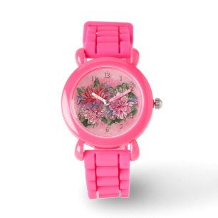 Dahlien-Blumen rosa Aquarell Armbanduhr