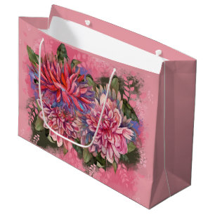 Dahlien-Blumen rosa Aquarell Große Geschenktüte