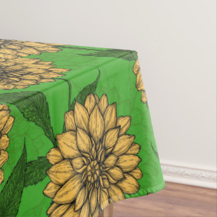 Dahlien in Gelb und Grün Tischdecke