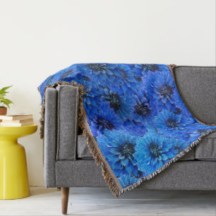 Dahlien in königsblau - Blumendesign, Decke