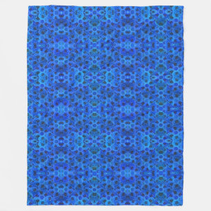 Dahlien in königsblau - Blumendesign, Fleecedecke