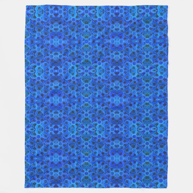 Dahlien in königsblau - Blumendesign, Fleecedecke (Vorderseite)