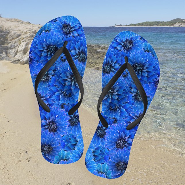 Dahlien in königsblau - Blumendesign, Flip Flops (Von Creator hochgeladen)
