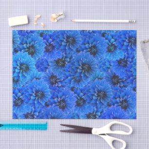 Dahlien in königsblau - florales Design,  Seidenpapier