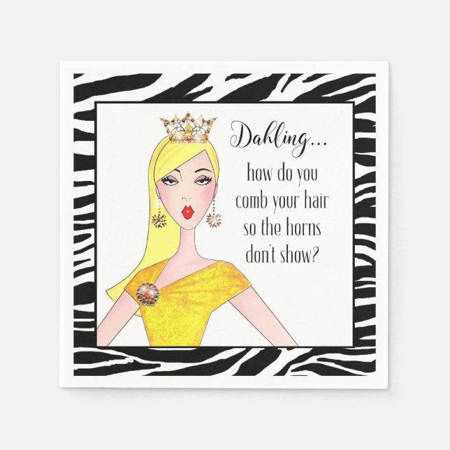 "Dahling, wie versteckst du deine Hörner?" Serviette (Vorderseite)