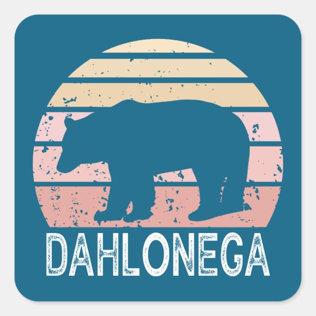 Dahlonega Georgia Retro Bear Quadratischer Aufkleber (Vorderseite)