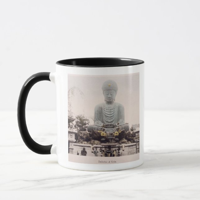 Daibutsu in Kobe, c.1880 (Hand farbiger Tasse (Links)