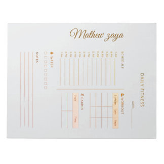 Daily Fitness planner wright grey background gold  Notizblock
