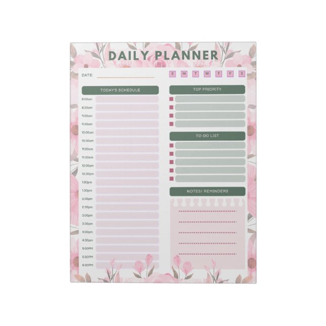 daily floral planner Notepad Notizblock (Rotiert)