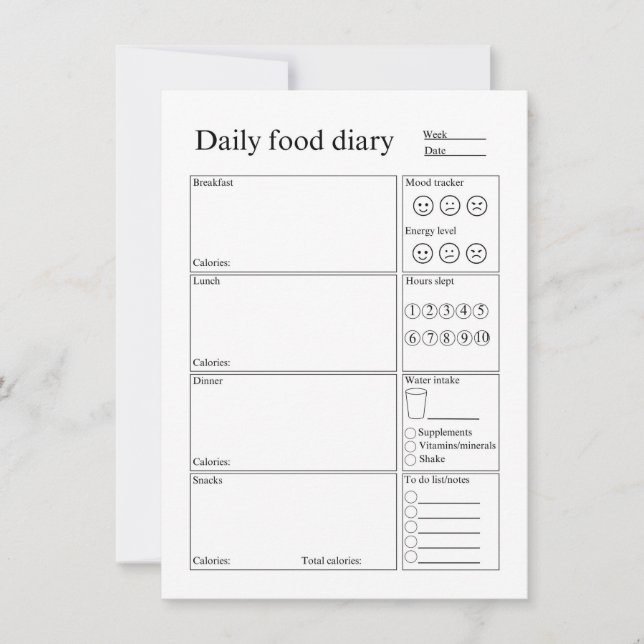Daily food diary mitteilungskarte (Vorderseite)