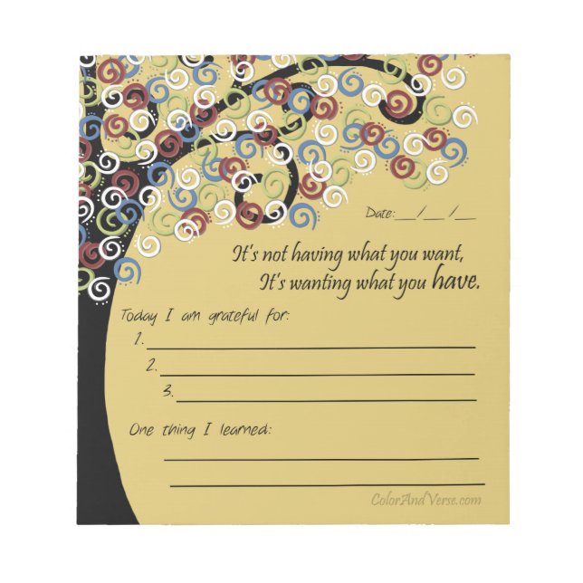 Daily Gratitude Checklist Notepad - Gold Notizblock (Vorderseite)