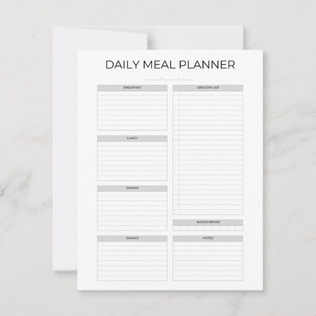 Daily Meal Planner | Simple Minimalistic Clean Einladung (Vorderseite)