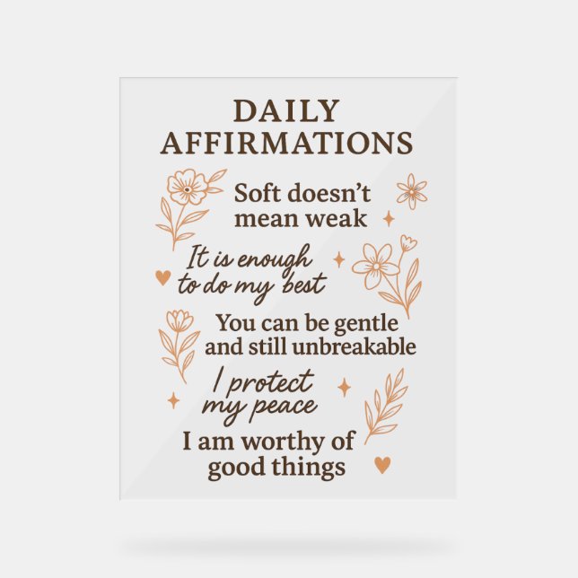 Daily Mental Health Reminder  | Self Love Healing  Acrylschild (Vorderseite)