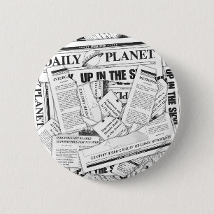 Daily Planet Pattern - Weiß Button