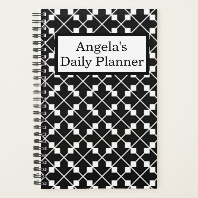 "Daily Planner" Diagonal Abstrakt Black & White Planer (Vorderseite)