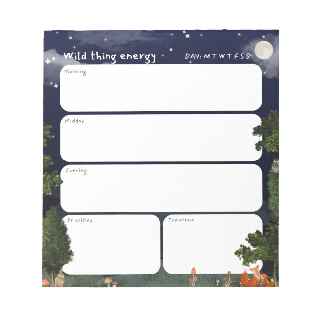 Daily Planner Notepad - Night Forest design Notizblock (Vorderseite)
