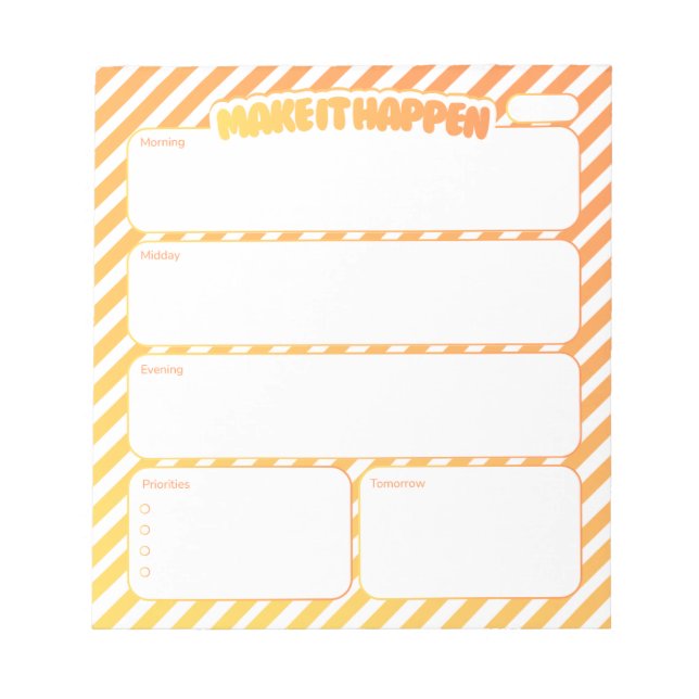 Daily Planner Notepad - Yellow Striped Notizblock (Vorderseite)
