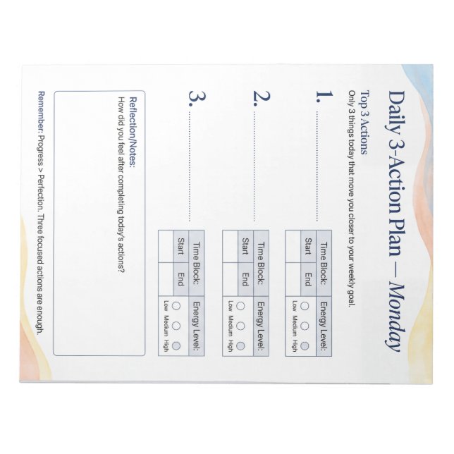 Daily Planner – Smart to do list | Monday Notizblock (Vorderseite)