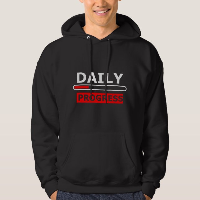 Daily Progress Motivational Hoodie – Red Smile (Vorderseite)