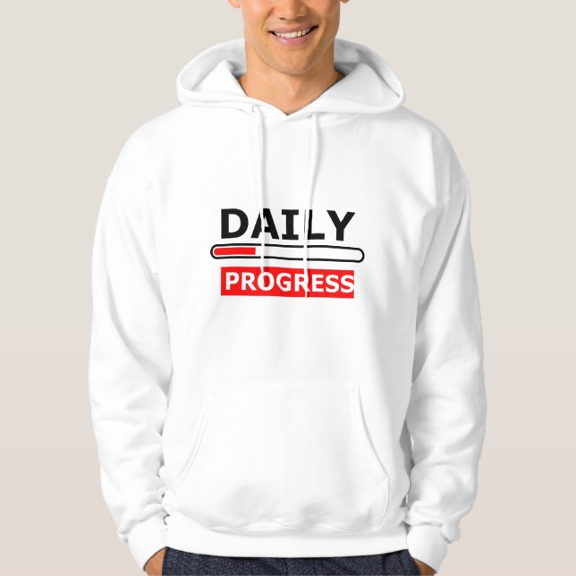 Daily Progress Motivational Hoodie – Red Smile (Vorderseite)