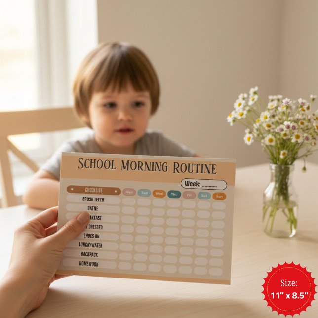 Daily Routine Checklist for Kids Morning & School  Notizblock (Daily Routine Checklist for Kids Morning & School Notepad)