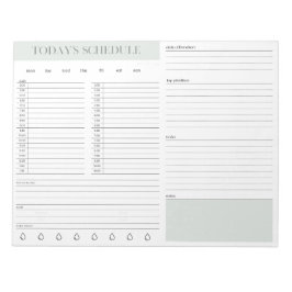 Daily Schedule Planning Notepad - Mint Notizblock