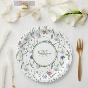 Dainted Wild Blume personalisiert Pappteller