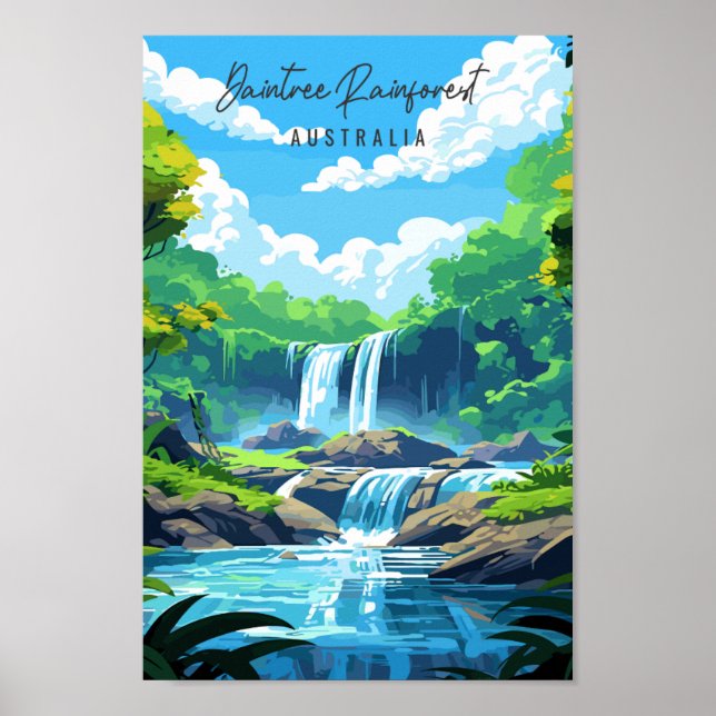 Daintree Rainforest Vintage-Reise-Abbildung Poster (Vorne)