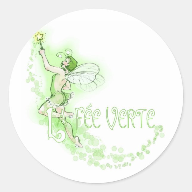 Dainty Absinthe La Fee Verte I Runder Aufkleber (Vorderseite)