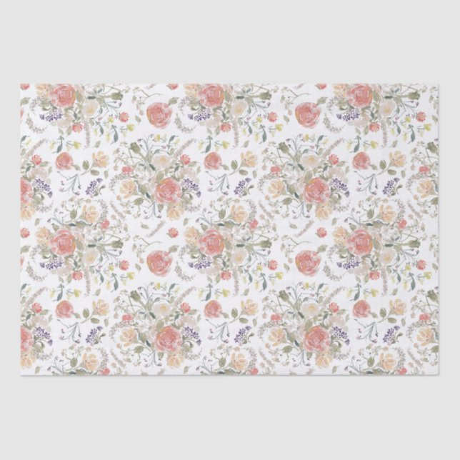 Dainty Aquarellkoralle floral - Avery Seidenpapier (Vorderseite)