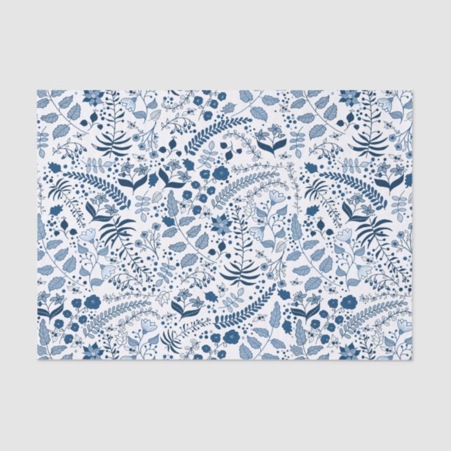 Dainty Blue Flowers Boho Style Seidenpapier (Vorderseite)