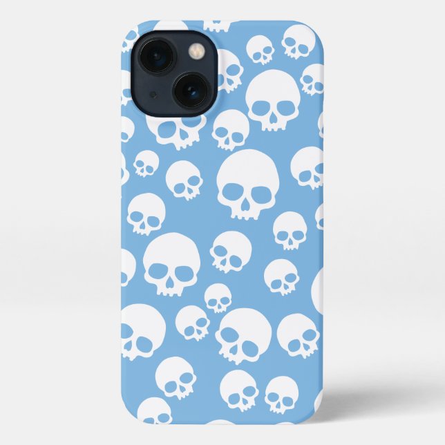 Dainty Blue Random Skulls Muster iPhone Hülle (Rückseite)