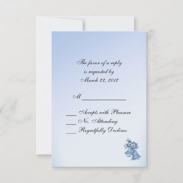 Dainty Blue Wedding Bells UAWG with Entrees RSVP Karte (Vorderseite)