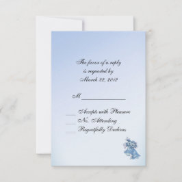 Dainty Blue Wedding Bells UAWG with Entrees RSVP Karte