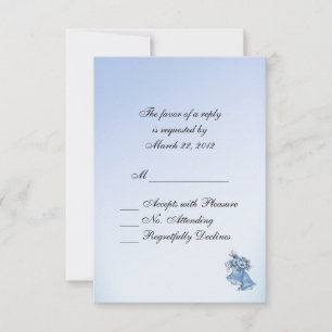 Dainty Blue Wedding Bells UAWG with Entrees RSVP Karte