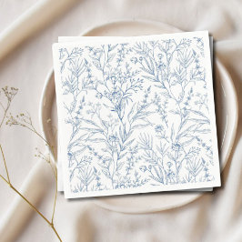 Dainty Blue & White Floral Paper Cocktail Napkins Serviette
