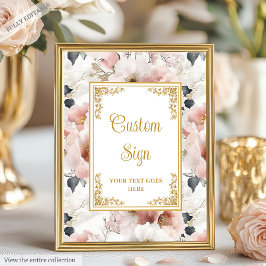 Dainty Blush Blume und Goldwedelzeichen Poster