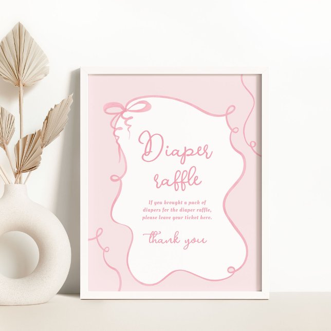 Dainty Bow gewellt rosa Wineller Tombola Poster (Von Creator hochgeladen)
