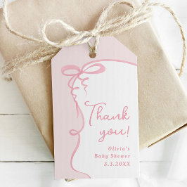 Dainty Bow wavy pink minimale Mädchen danke Geschenkanhänger