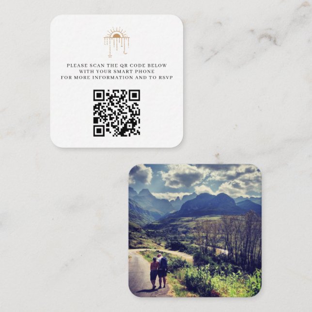 Dainty Celestial Wedding QR Code Begleitkarte (Vorne/Hinten)